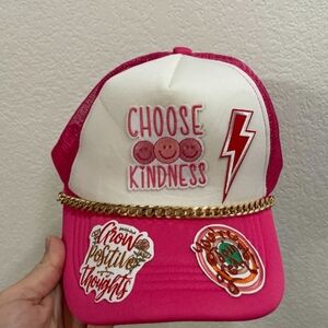 Pink and White Kindness Trucker Hat